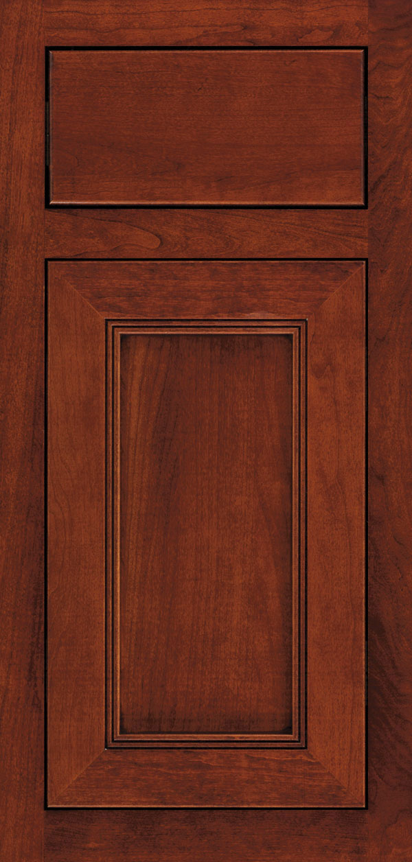 Bancroft cherry inset cabinet door in sable with coffee glaze