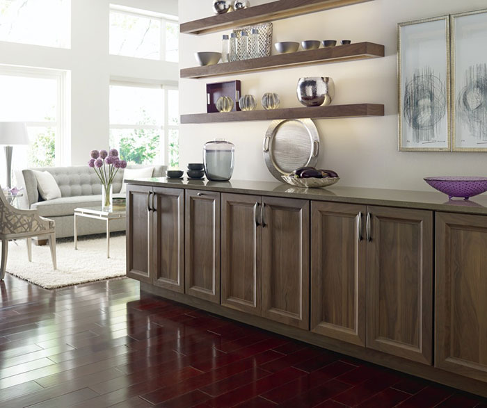 Casual Walnut Cabinets In Riverbed Finish