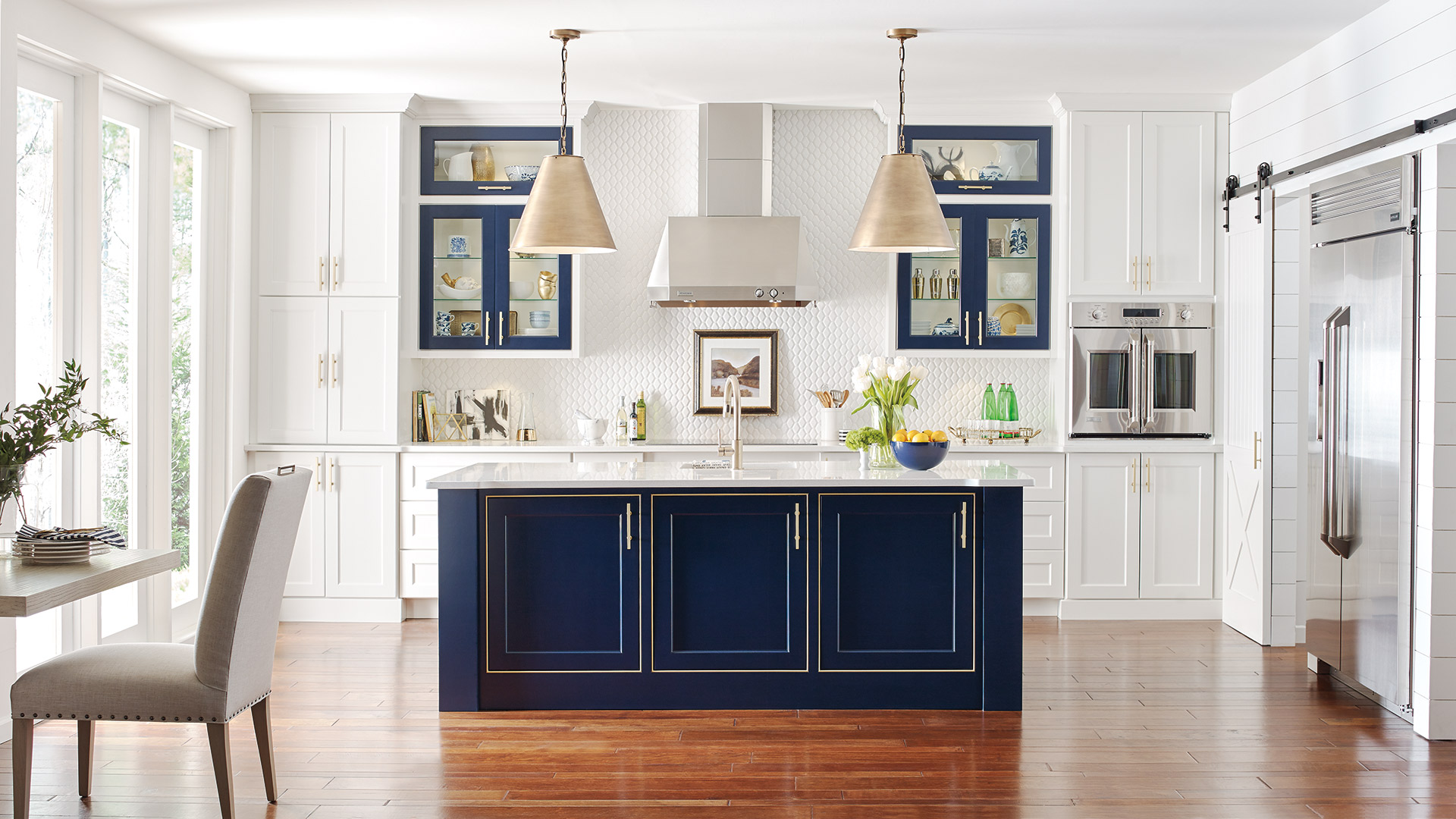 Modern White Kitchen Cabinets Blue Island for Living room