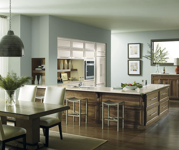Kitchen with Painted Maple and Walnut Cabinets