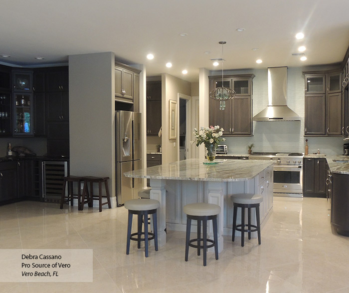 Gray Cabinets with an Off White Kitchen Island - Omega