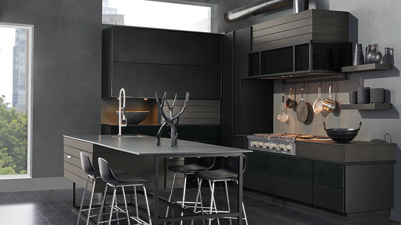 Modern Tarin kitchen in Maple Black and Walnut Smokey Hills
