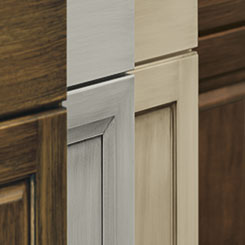 Cabinet doors with brushed finishing technique applied