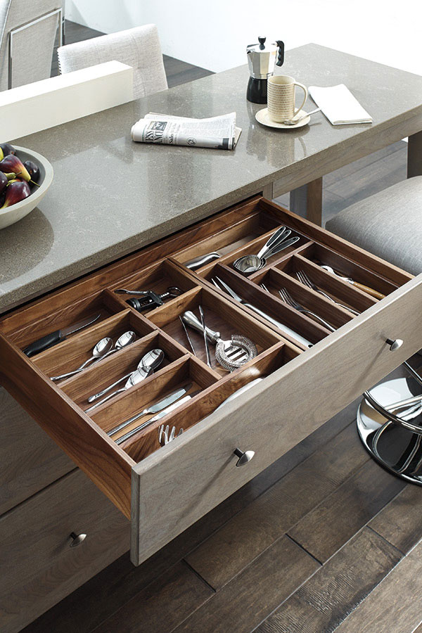 Pull Out Tray Divider - Omega Cabinetry Specialty Cabinets