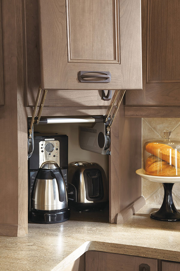 Appliance garages, pull-out shelves help organize kitchen