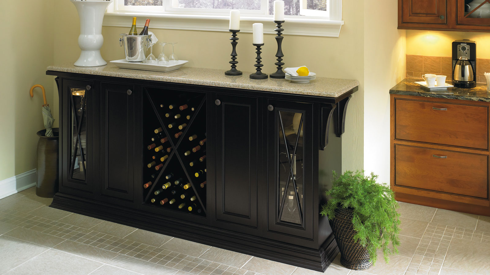 Black Storage in Dining Room Omega