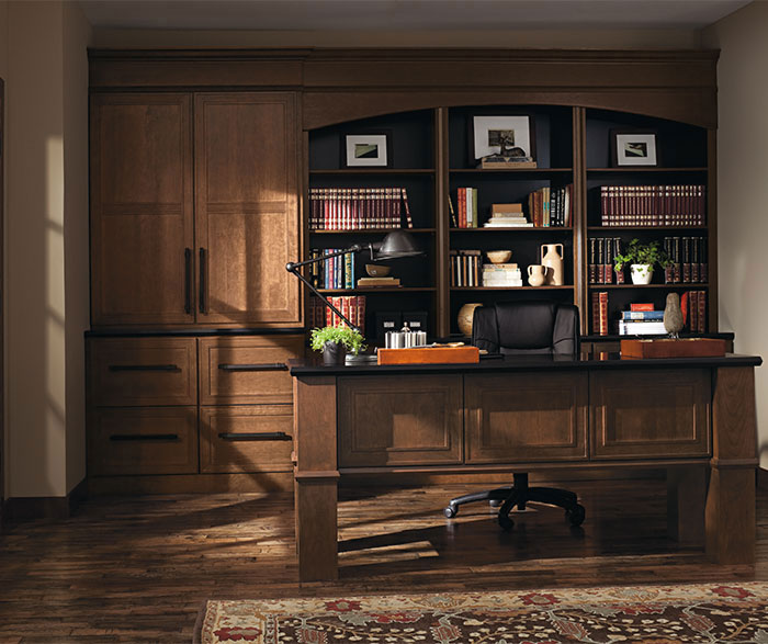 Beckwith Cherry office cabinets in Kodiak finish