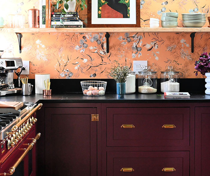 Custom Color Cabinets in Bold Eclectic Kitchen