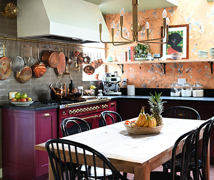 Custom Color Cabinets in Bold Eclectic Kitchen