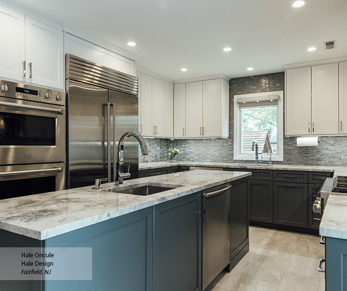 Casual Gray and Off White Maple Kitchen Cabinets