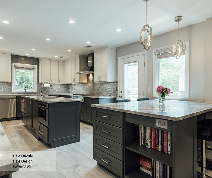 Casual Gray and Off White Maple Kitchen Cabinets