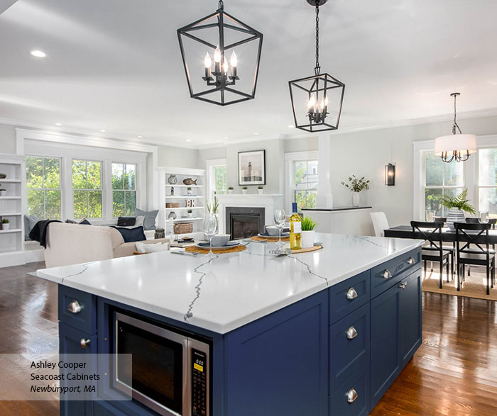 Casual Blue and White Kitchen Cabinets