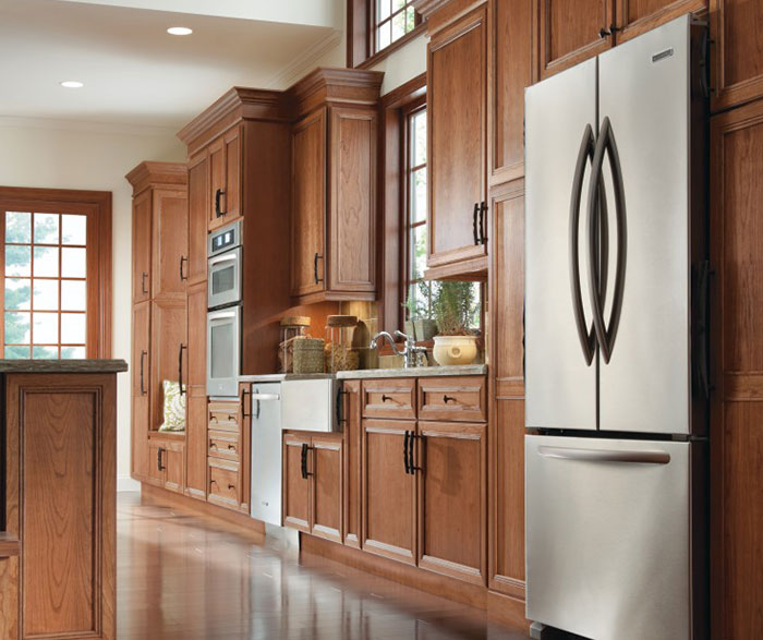 Casual Cherry Kitchen Cabinets in Sage Finish