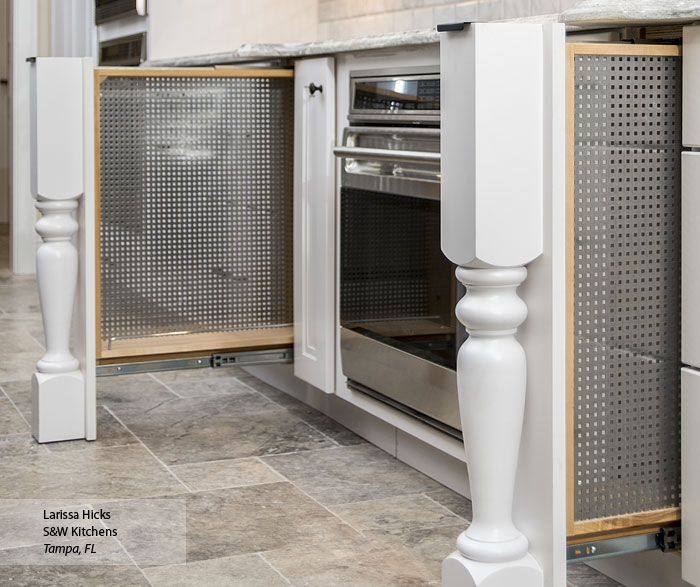 Close up of white cabinets in a traditional kitchen