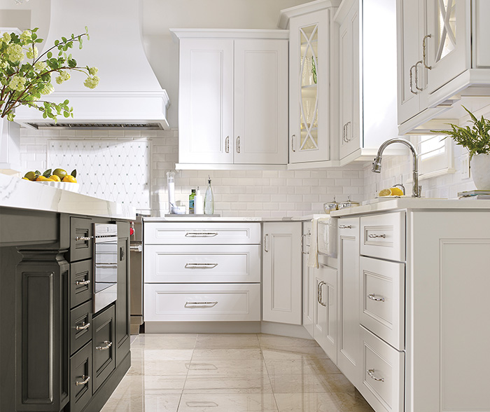 White Kitchen Cabinets With A Dark Grey, White Kitchen Cabinets With Darker Island