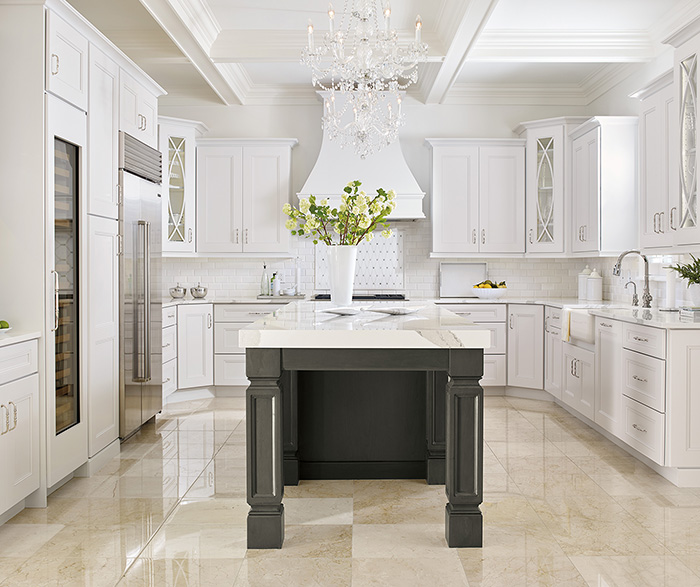 White Kitchen Cabinets With A Dark Grey, White Kitchen Gray Island