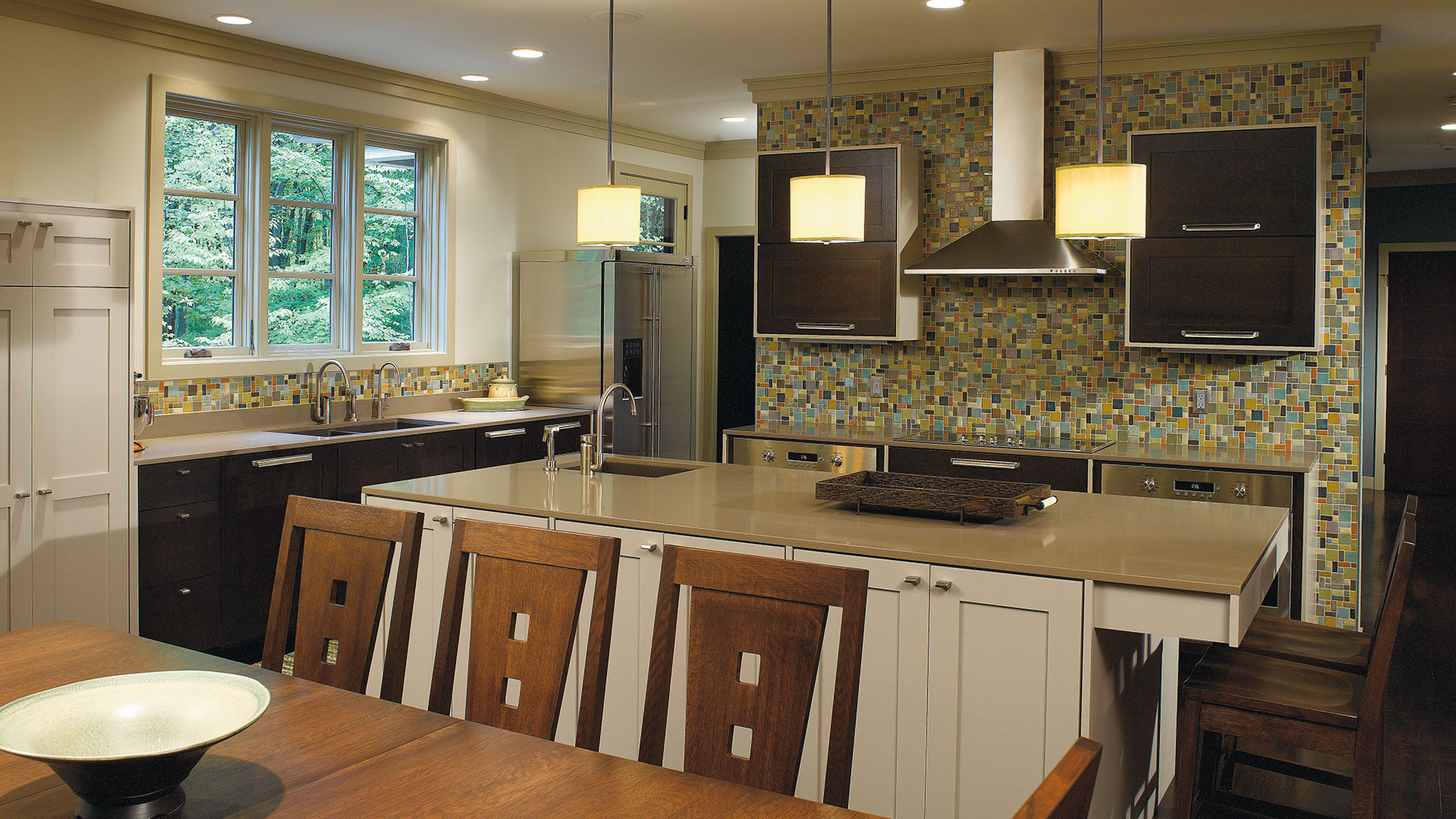 Quartersawn Oak Cabinets with Painted Kitchen Island - Omega