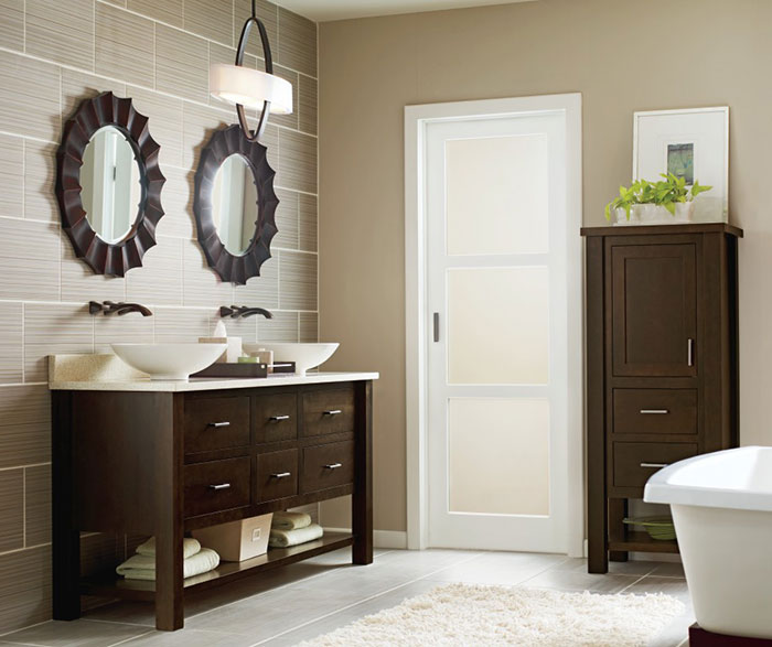 Casual Cherry Woodtone Bathroom Cabinets - Omega Cabinetry