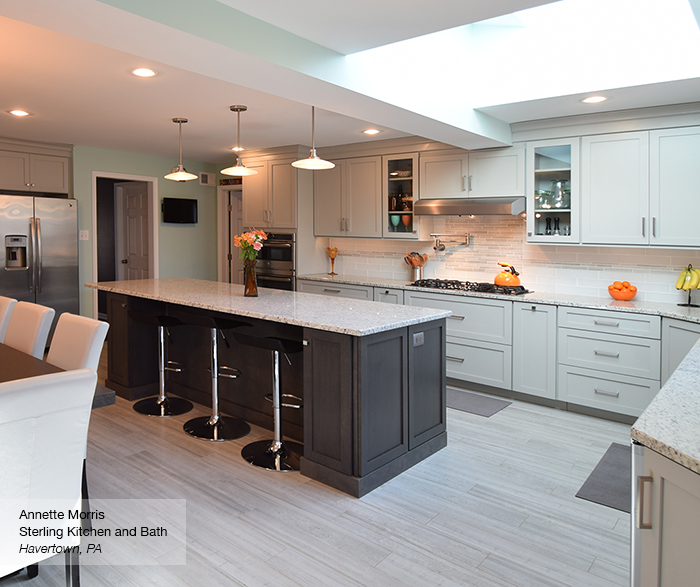 Light Grey Kitchen With Dark Grey Island Cabinets Omega