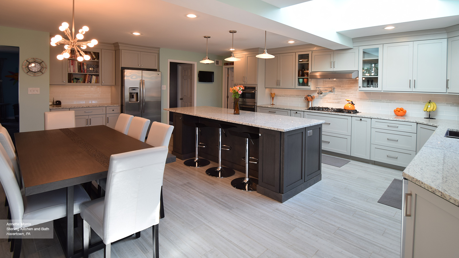 Light Grey Kitchen with Dark Grey Island Omega