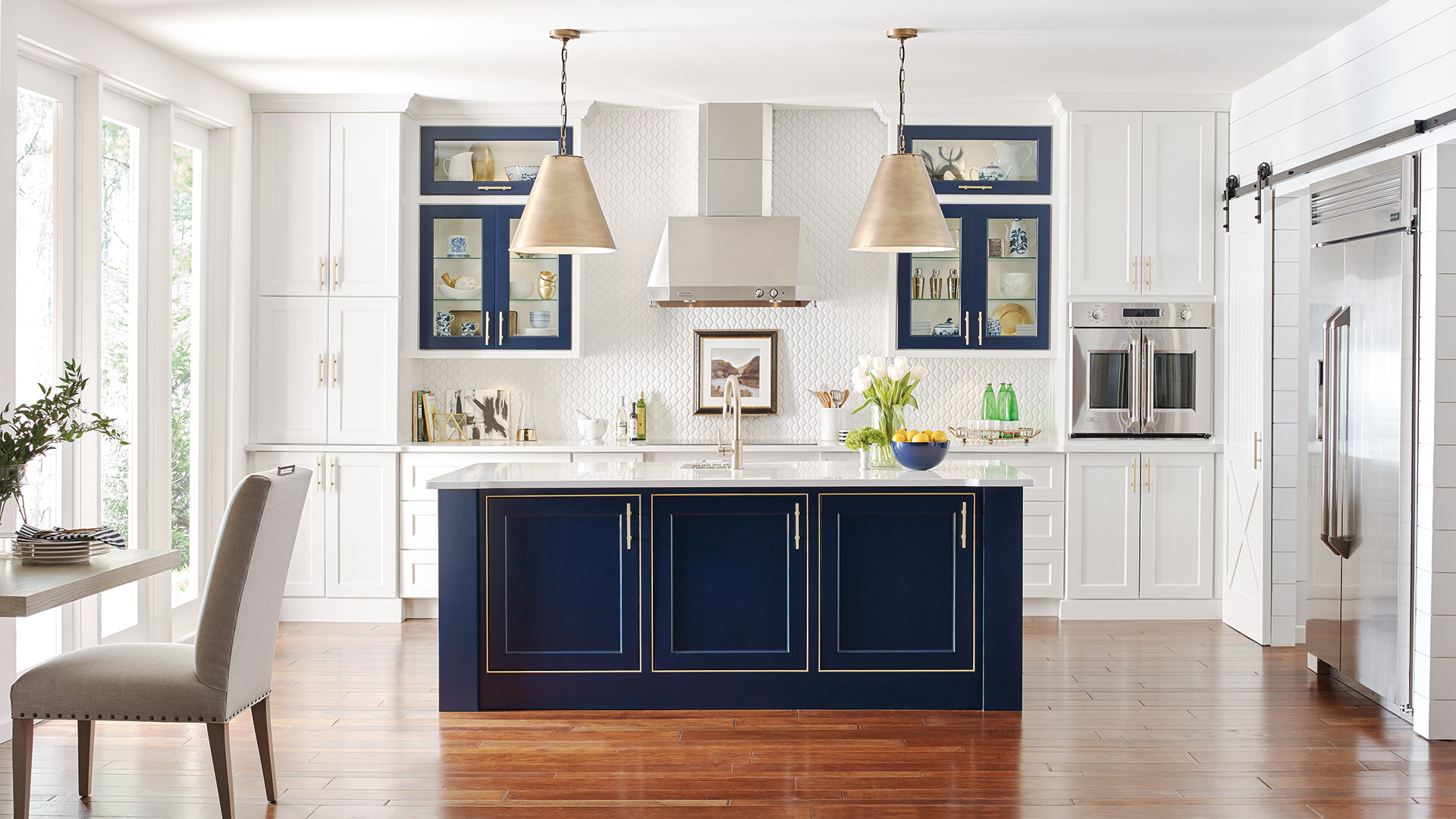 White Kitchen With Custom Blue Kitchen Island Omega White Kitchen With Custom Blue Kitchen Island Omega