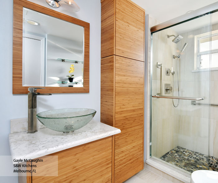 Natural Bamboo Bathroom Cabinets - Omega Cabinetry