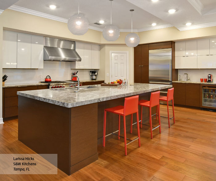 Wenge and High Gloss White Kitchen Cabinets