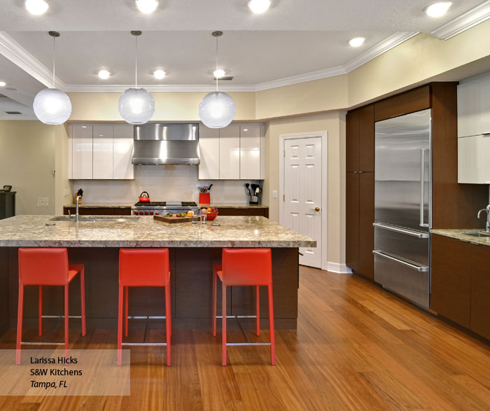 Wenge and High Gloss White Kitchen Cabinets