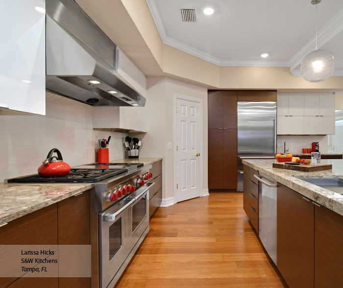 Ricci and Tarin Natural Wenge and High Gloss White kitchen cabinets