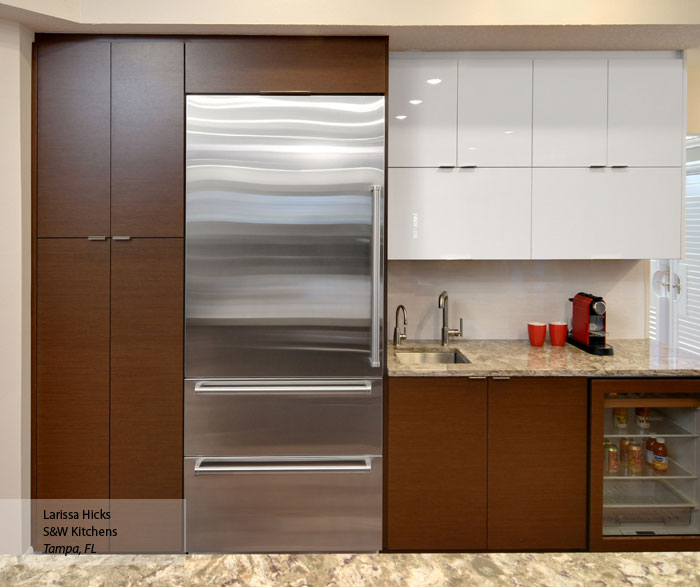 Wenge and High Gloss White Kitchen Cabinets
