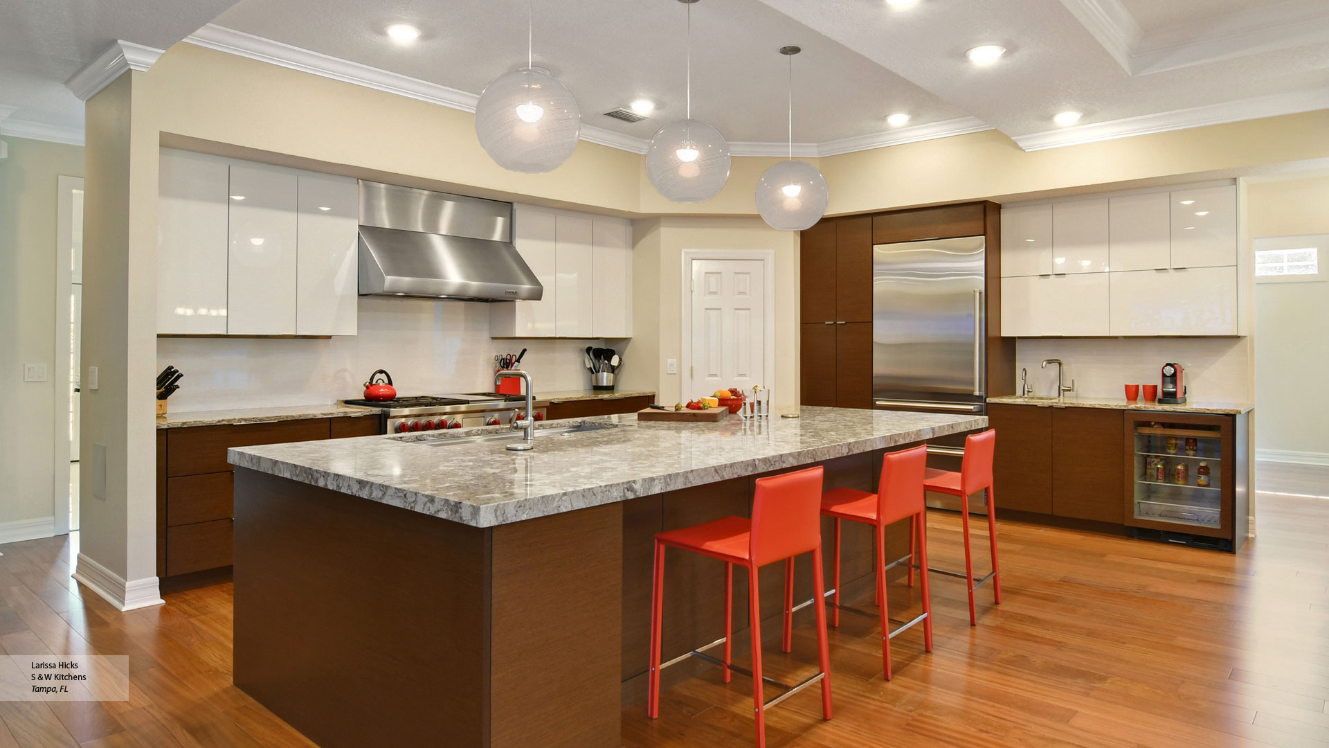 Quartersawn Oak Cabinets With Painted Kitchen Island Omega