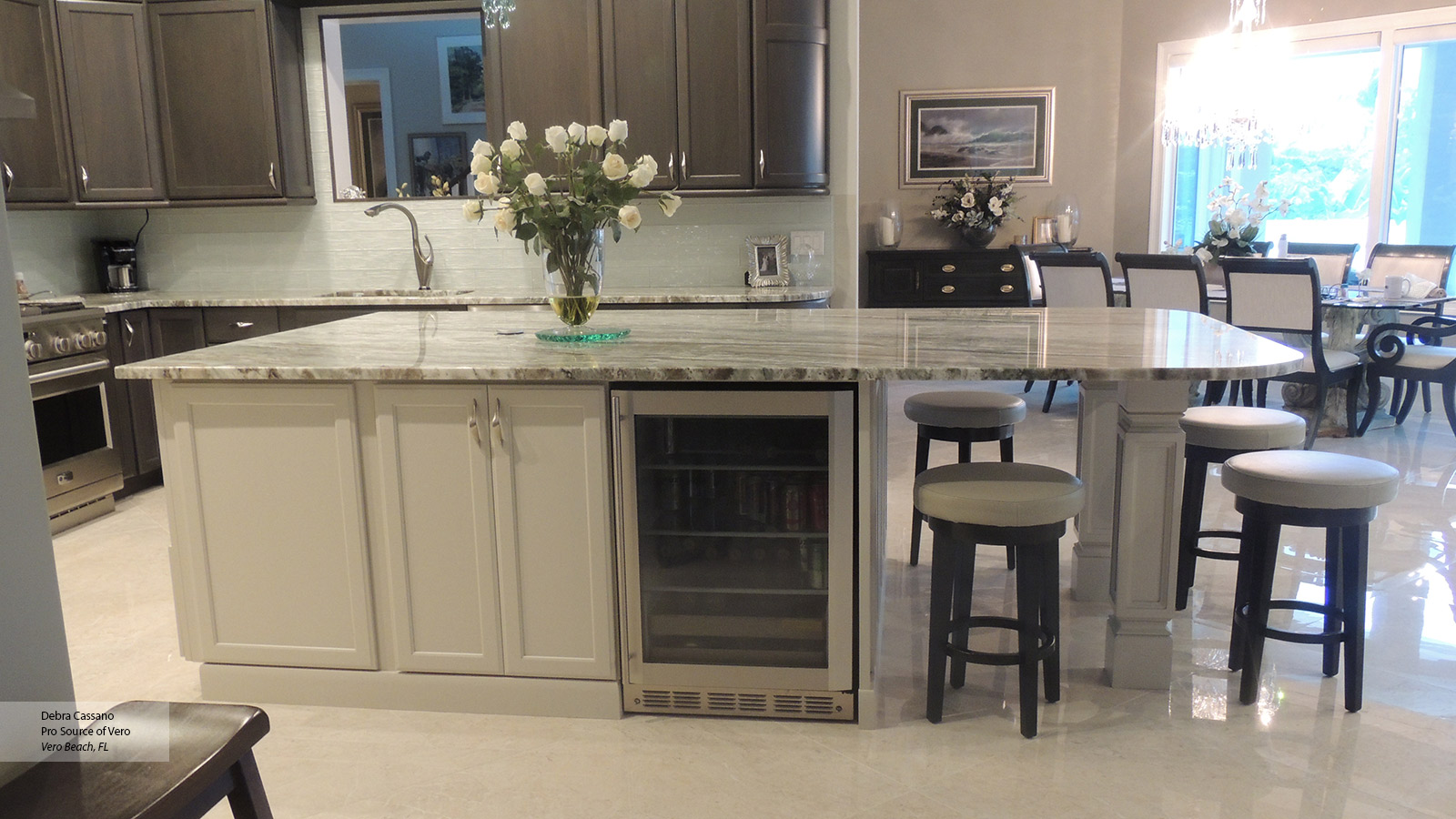 Gray Cabinets with an Off White Kitchen Island - Omega