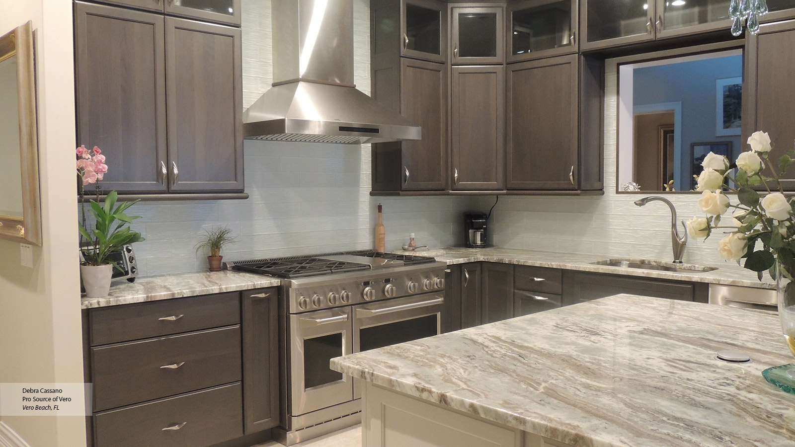 Gray Cabinets with an Off White Kitchen Island - Omega