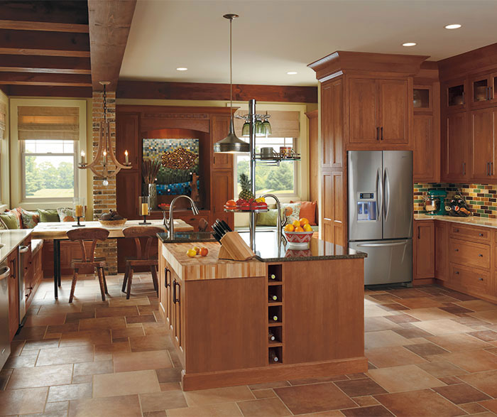 Rustic Kitchen With Cherry Wood Cabinets Omega