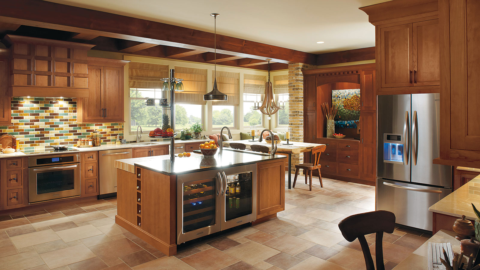 Rustic Kitchen With Cherry Wood Cabinets Omega Rustic Kitchen With Cherry Wood Cabinets Omega