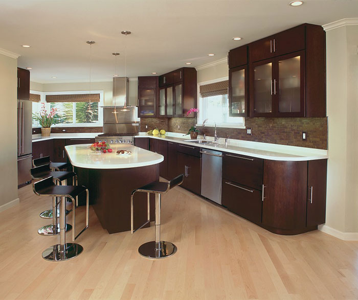 Contemporary Cherry Kitchen Cabinets in Truffle Finish