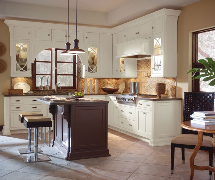 Traditional Inset Maple Kitchen Cabinets Mix Pearl and Custom Paint Color
