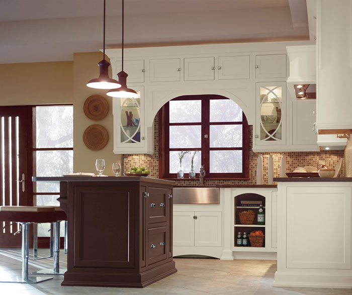 Traditional Inset Maple Kitchen Cabinets Mix Pearl and Custom Paint Color