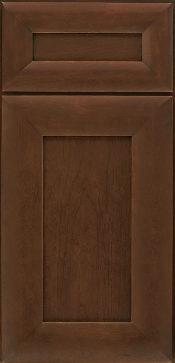 pezzo cabinet door style in cherry wood with kodiak finish