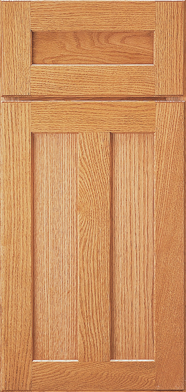 plymouth cabinet door style in quartersawn oak wood with butternut finish