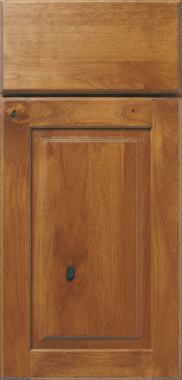 portage cabinet door style in rustic alder wood with sage finish