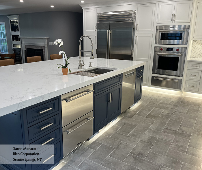 Bright Transitional Kitchen with Benson Off White Cabinets