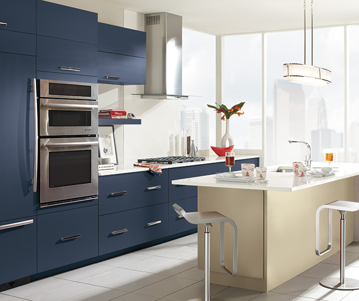 Matte Blue Acrylic Kitchen Cabinets