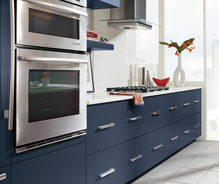 Matte Blue Acrylic Kitchen Cabinets