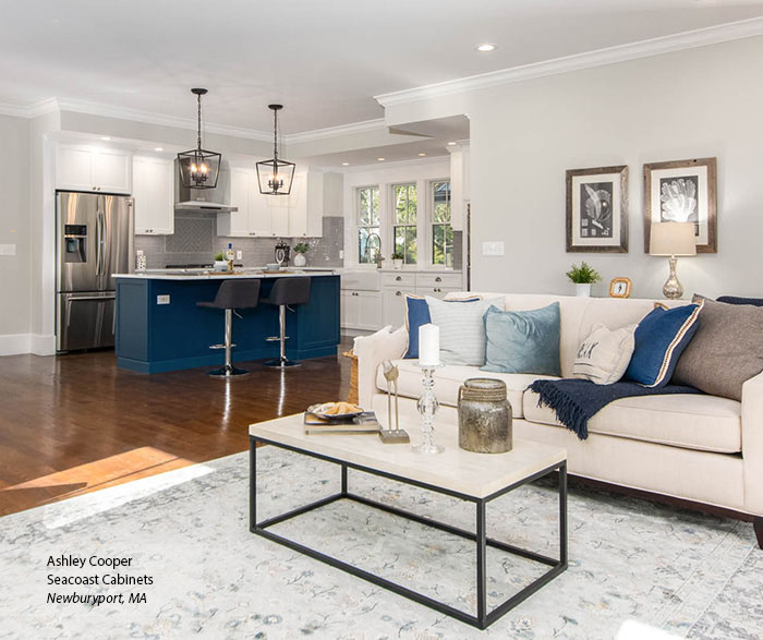 Casual Blue and White Kitchen Cabinets