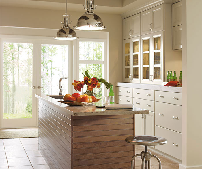 Cayhill painted Maple cabinets in a casual kitchen