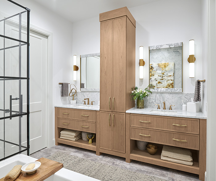 Casual Cherry Woodtone Bathroom Cabinets