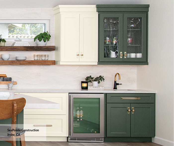Green Cabinets in Transitional Kitchen