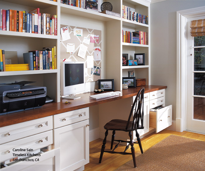 Brentwood off white home office cabinets in Maple Oyster finish